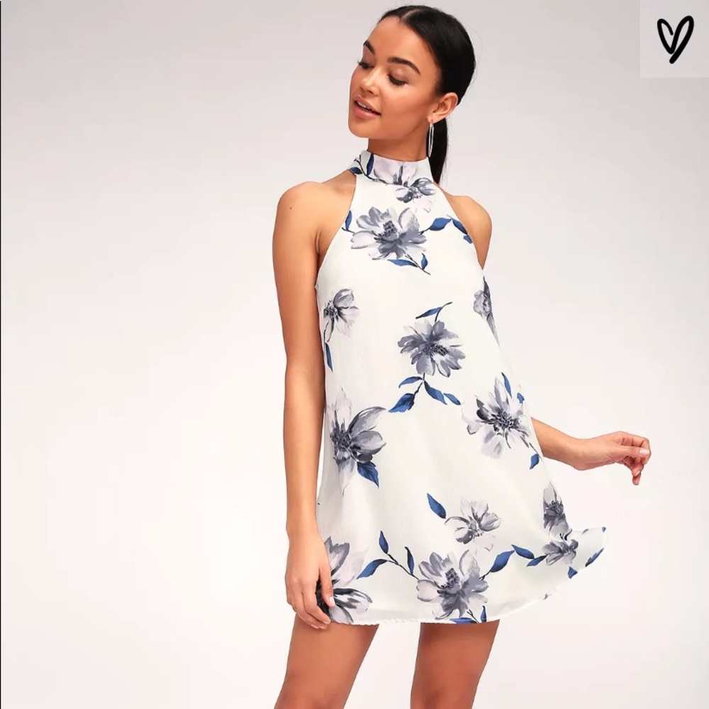 NWT Lulus Darling Dearest White Floral Print Dress
